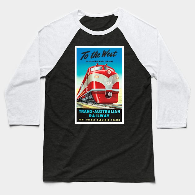 Trans-Australian Railway Baseball T-Shirt by KarwilbeDesigns